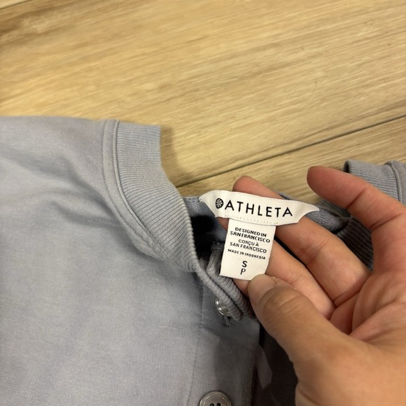 Athleta Sweater Womens Small Balance Henley Sweatshirt Blue Plush Relaxed Fit - Picture 4 of 9